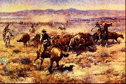 Charles M Russell The Round Up oil painting reproduction